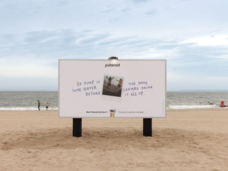 Polaroid tells people to jump in some water 'before the data centers drink it all up'