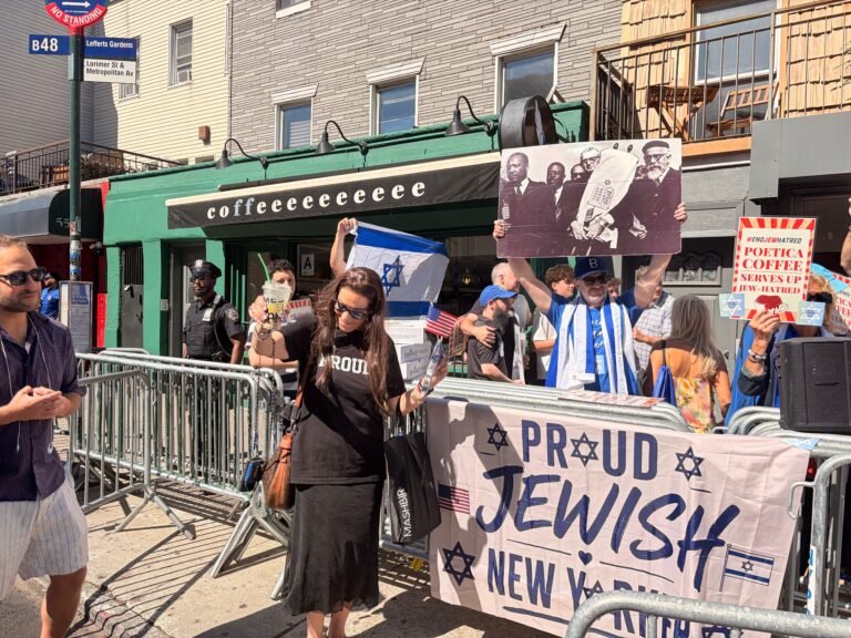 Protesters gather at Williamsburg location of coffee chain that banned Rep. Dan Goldman over his Israel stance