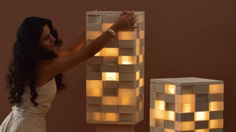 This gorgeous lamp is made from egg shells