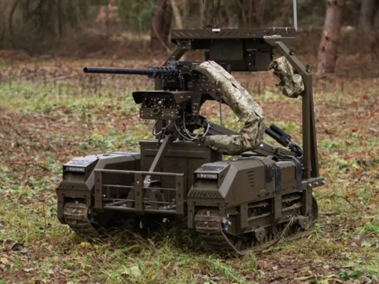 Ukraine's robots are carrying the heavy century-old M2 Browning machine gun into battle so troops don't have to