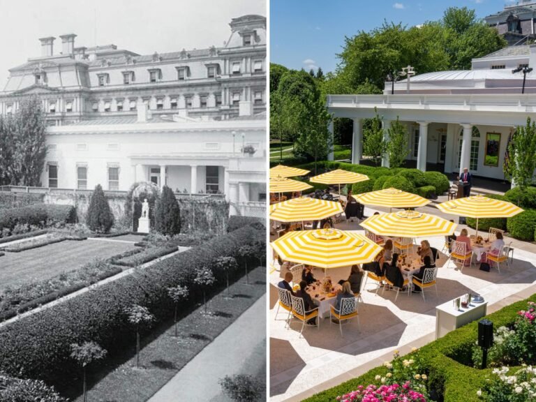 Donald Trump added a new statue to the White House Rose Garden. See how the space has changed over the years.