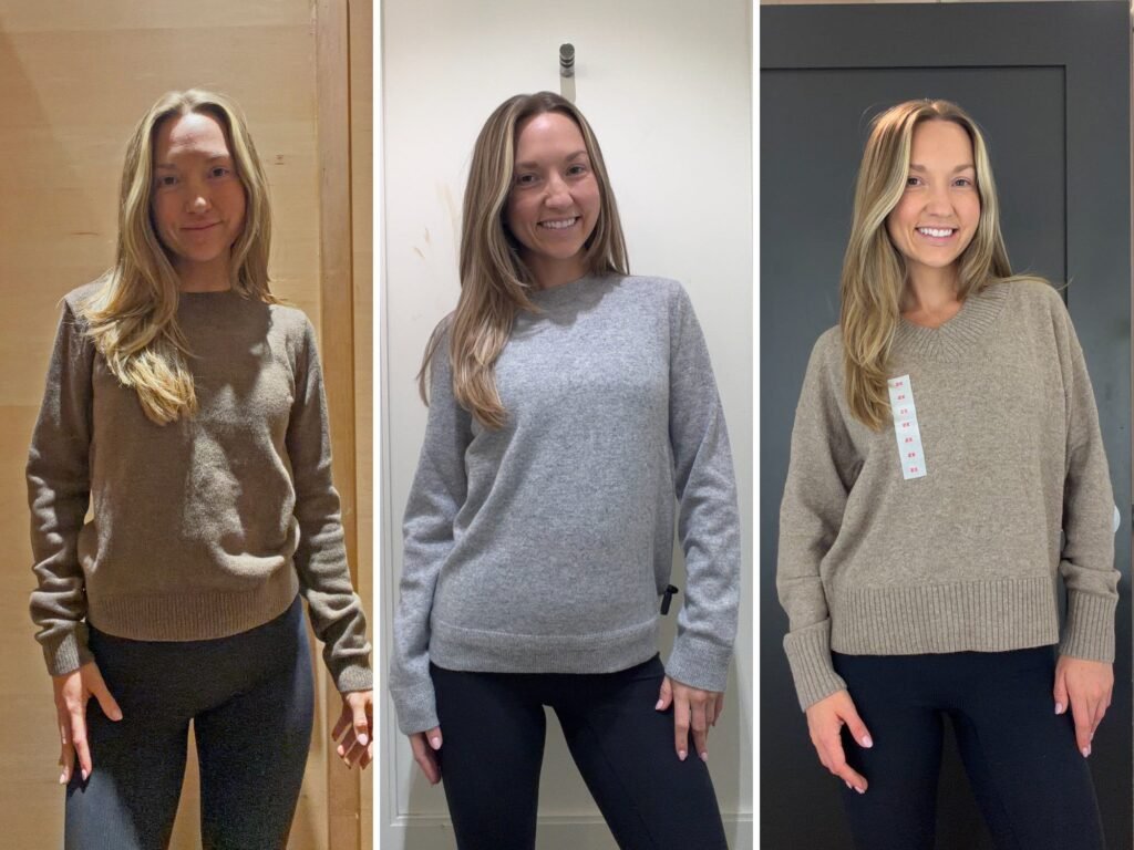 I tried on sweaters at Gap, Old Navy, and Banana Republic. I want my favorite one in every color.